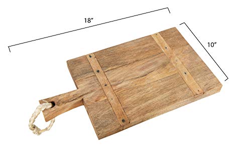 Tabla de cortar rectangular de madera de mango con asa de cuerda miniatura 3