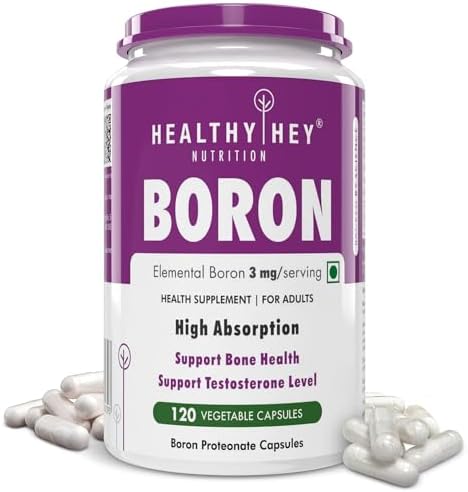 HealthyHey Nutrition Boron -Advanced Chelated - 120 Veggie Capsules - Gluten Free, Non-GMO