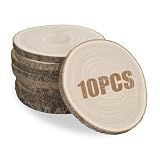 10Pack Unfinished Wood Slices 9 Inches - Natural Wood Rounds with Bark for Centerpieces, Wedding Decor, Crafts, DIY Projects - Rustic Table Decor, Wood Burning, Painting, Holiday & Party Decoration