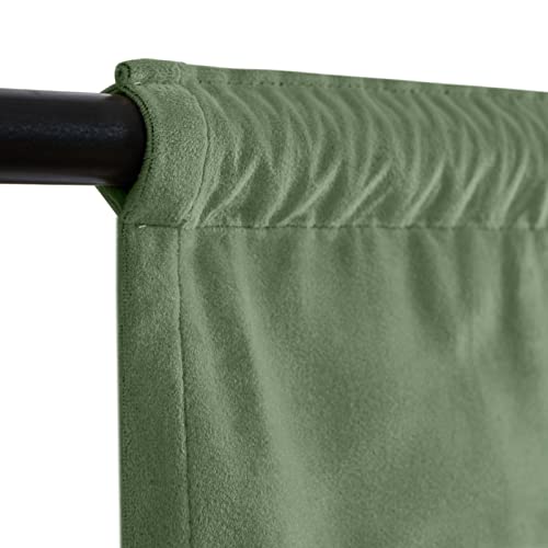 Lazzzy Scalloped Velvet Valance Blackout Thermal Insulated Curtain Green Tie Up Small Window Valance Room Darkening Valance For Living Room Valance Curtain 18 Inch Rod Pocket 1 Panel Sage Green #TOP4