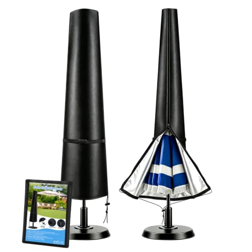 Wanocean Sonnenschirm Schutzhülle Abdeckhauben für Sonnenschirme bis ca. 300cm 420D Oxford Schirmhülle Wasserdicht Anti-UV Passend für Gartenhof und Strand (190x30/40/50cm)