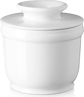 Porcelain Butter Crock, French Butter Dish for Fresh Spreadable Butter, Butter Keeper with Water Line, No More Hard Butter, Housewarming Gift for Butter Lovers, White