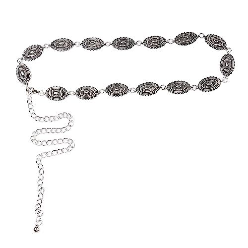 Vintage Women Waist Belt Vintage Thin Ethnic Belts With Carved Flower Buckle Decorative Women Metal Waist Belt