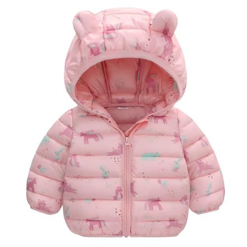 WEONEDREAM 6M-4T Baby Boys Girls Winter Coats with Bear Hoods Unisex Toddler Kids Lightweight Down Jacket