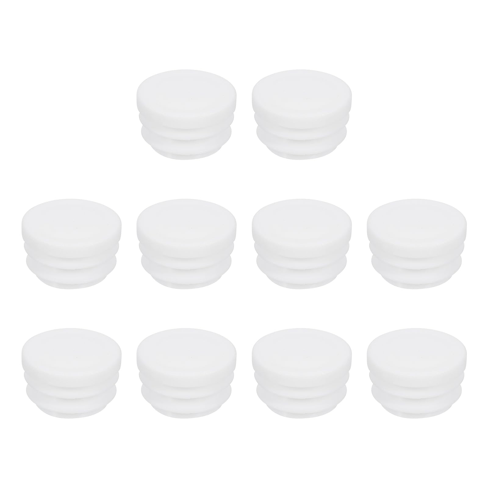 uxcell 10Pcs Round Plastic Hole Plug, 0.87" Dia Rubber End Caps Pipe Tube Inserts End Blanking for Chair Legs Metal Pipe Post Furniture, White