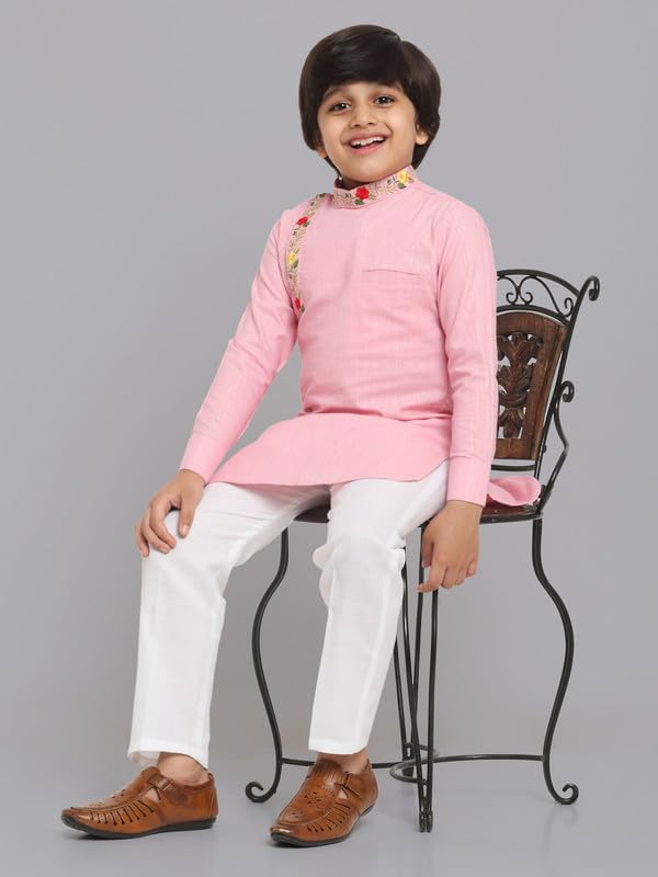 Image of Traditional Ethnic Wear Cotton Kurta Pyjama Set For Kids & Boys