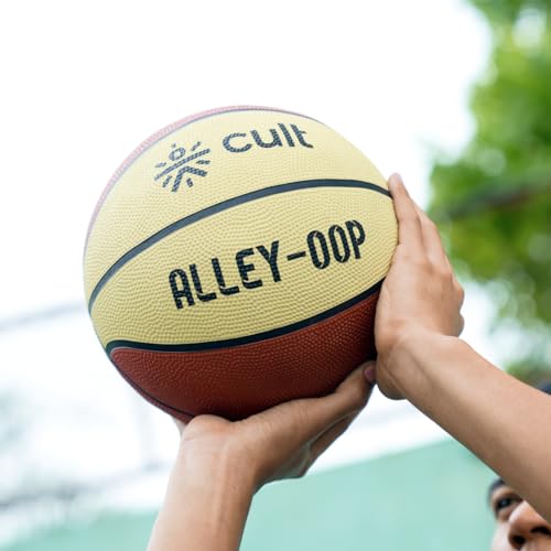 Image of CULT Basketball Alley OOP Size 7 Indoor Outdoor Basketball for Men & Women Durable Rubber Grip Training & Match Play Ball with Butyl Bladder Brown Cream