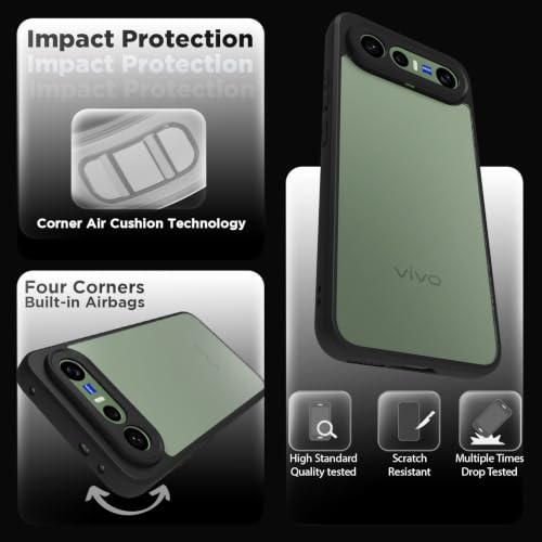 Image of RIGGEAR Shockproof Sleek Hybrid Armor Back Cover Case for Vivo X300 FE 5G (Clear PC + Black TPU Bumper)