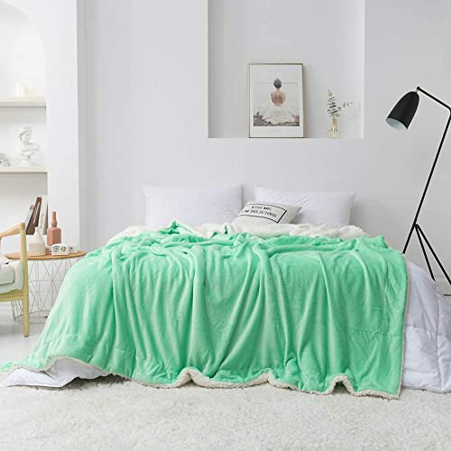 Nanpiper Flannel Blanket Reversible Sherpa Throw Blanket Super Soft Plush Warm Fleece Microfiber (50"X60",Neo-Mint Green) #TOP6