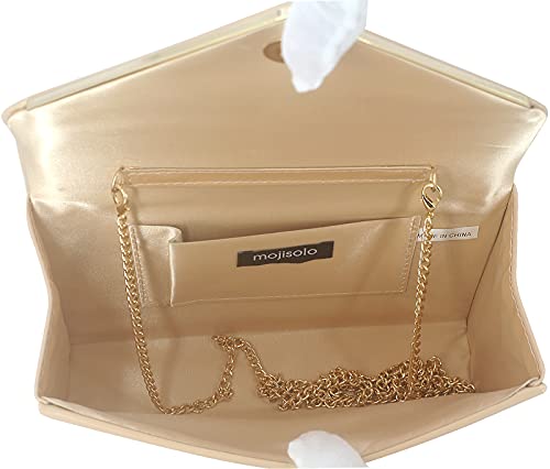 Mojisolo Women's Evening Clutch Bags For Formal Cocktail Prom Wedding Party Patent Leather Dressy Foldover Purse Nude #TOP6