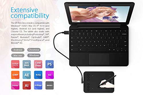 Mesa Digitalizadora Deco Mini 4 , 4 x 3 Polegadas 8192 Níveis de Pressão Caneta Passiva Android para
