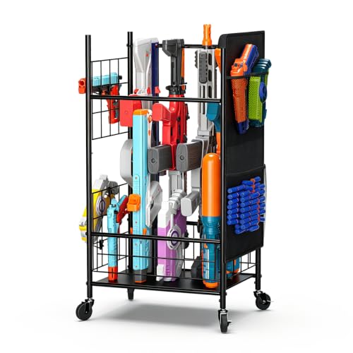 Toy Gun Storage Rack for Nerf Gun & Blaster,Heavy-Duty Organizer with Wheel (Option 2)