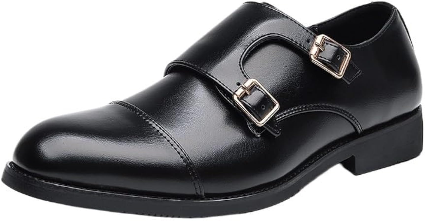 Amazon.com | UOPYNE Leather Men Dress Shoes Loafers New Double Strap Buckles  Designer Casual Leather Shoes for Men Business Formal Wedding Shoe(Black,6.5) 