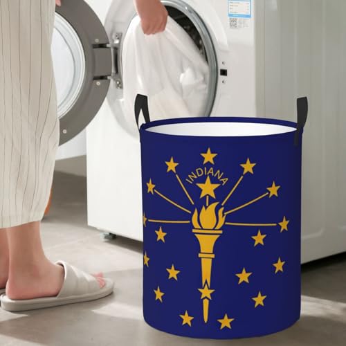 Panier à linge Indiana rond grand format avec poignées robustes