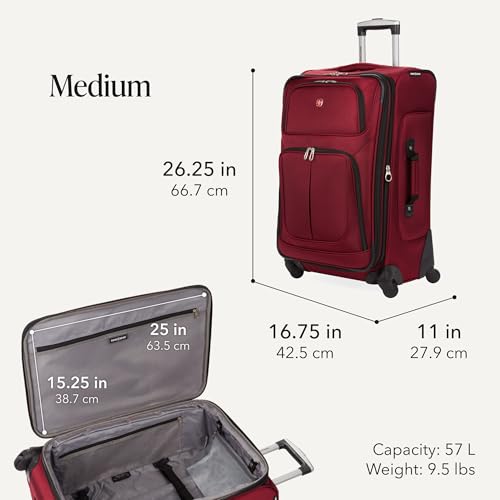 Image of SwissGear Sion Softside Expandable Roller Luggage, Burgundy, 3-Piece Set (21 /25 /29)