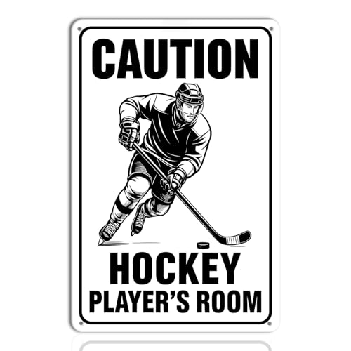 Caution Hockey Player's Room Tin Sign