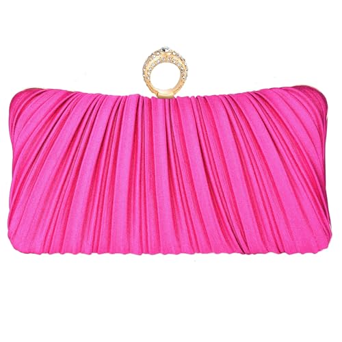 Image of Fashion Women's Evening Bags, Gold Silk Luxury Handbags with Chain Stylish Purses for Wedding Party