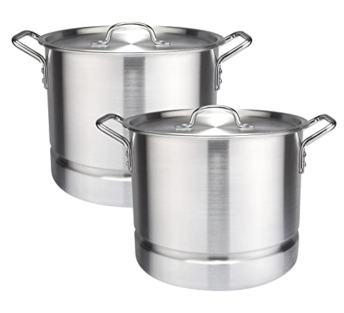 Kitchen Sense Aluminum Stock Pot With Steamer And Heat Resistant Silicone Handles 4 Piece Set Of 8 Quart (2 Gallon), 12 Quart (4 Gallon), 16 Quart (4 Gallon), And 20 Quart (5 Gallon). #TOP3