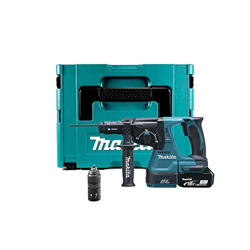 Makita DHR243Z Bohrhammer Sds Plus 2 Joule 24 mm Bl Lxt 18 V + 1 Akku 18 V 3 Ah Li-Ion Bl1830B + Makpac Koffer
