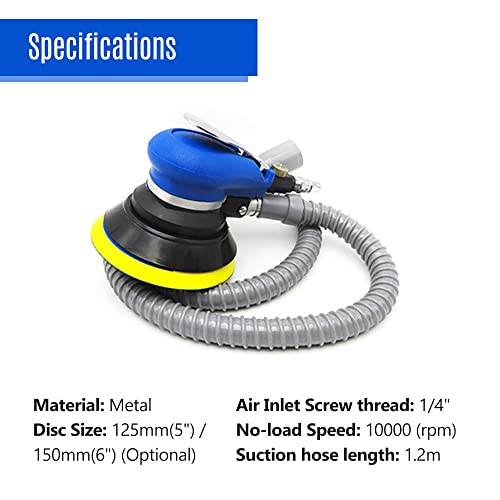 Lukeo Vacuum Air Sander Pneumatic Sander Self-Vacuum Palm Orbital Sander Grinder Polisher Sanding Machine Tool 6'' 5" 10000Rpm #TOP3