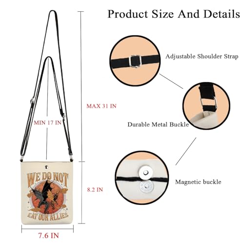 POFULL Dragon Rider Gift Romantasy Fantasy Book Lover Gift Bookish Gift We Do Not Eat Our Allies Crossbody Bag2