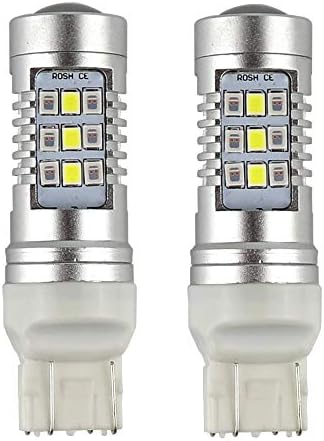 DMEX 12V 24V Super Bright Switchback T20 7443 7444NA LED Bulbs, Dual Color Changing 6000K White + Amber/Yellow, Replacement for Car Turn Signal Lights, DRL, Brake Lights - Pack of 2