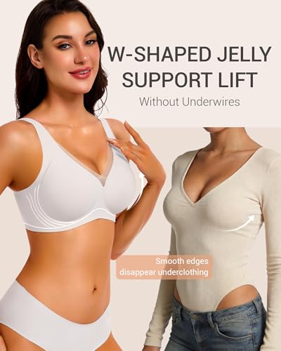 Image of Gailife Deep V Jelly Bras for Women No Underwire Wireless Seamless Push Up Bra Comfort Support Plunge Bralette Full Coverage