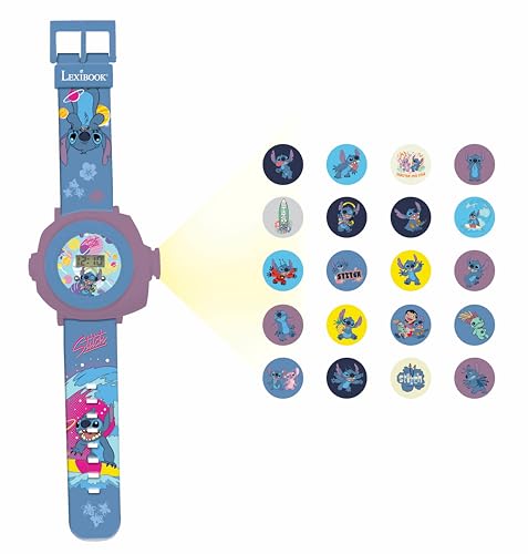 Lexibook - Disney Stitch - Montre Bracelet Ajustable écran Digital avec 20 Projections de Lilo & Stitch - pour Enfant - DMW050D