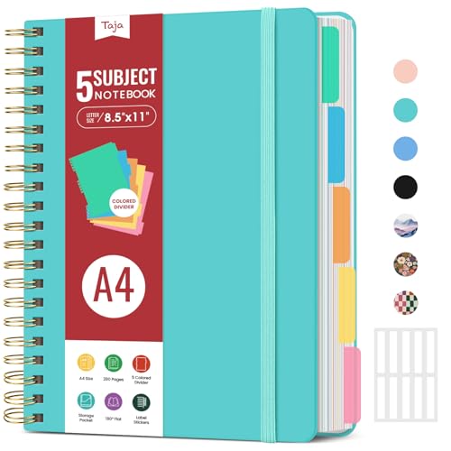 Large Spiral Lined Notebooks for Work With Removable Dividers & Tabs, 8.5