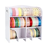 Krafetto Small Roll Ribbon Storage Organizer Rack, Wall-Mountable Ribbon Holder Rack for Craft Room, Desktop...