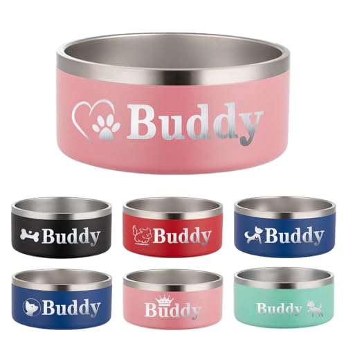 Ciotole per cani personalizzate con nome ciotole per animali domestici personalizzate con incisione laser antiscivolo a doppio strato Design in acciaio inossidabile 304 Ciotola per cibo per cani per
