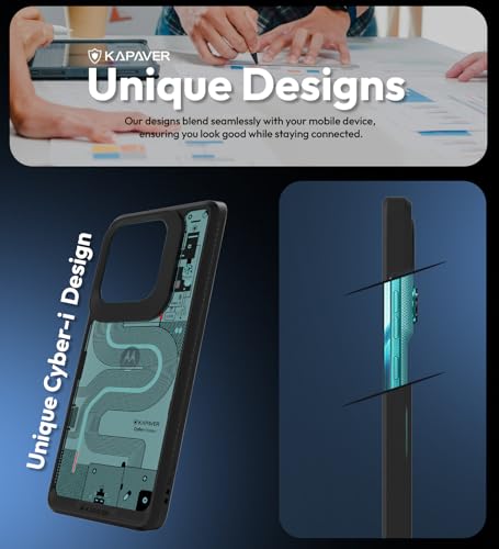 Image of KAPAVER Impulse Back Cover Case Compatible for Motorola Edge 60 Fusion (PC + TPU) (Cyber-i-Black)