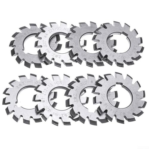 8Pcs Involute Gear Cutters, 22Mm Diameter HSS M1 Involute Gear Cutters Set, 20 Degree 18 Teeth,Milling Machine Tools