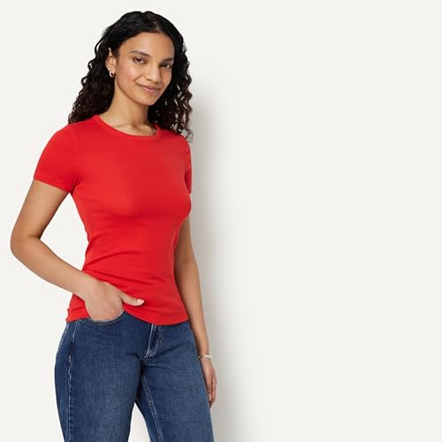 Image of Amazon Essentials Women's Slim-Fit Short-Sleeve Crewneck T-Shirt, Pack of 2