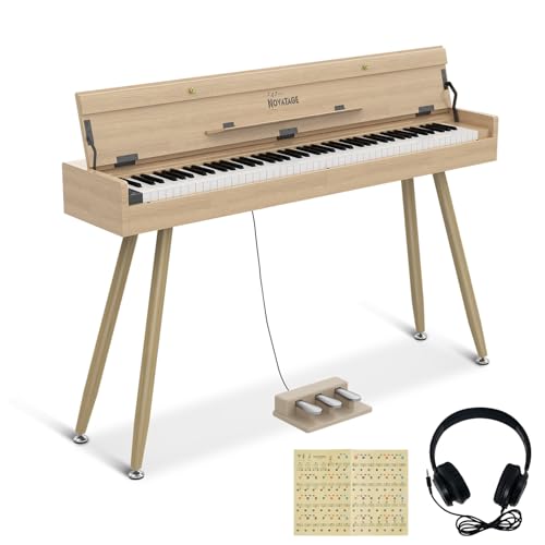 NOVATAGE 88 Key Digital Piano Keyboard for Beginners, Fully Weighted Wooden Electric Piano with Triple Pedal, Headphone, Supports MIDI Connecting, French Dream Sound Source (Light Oak)