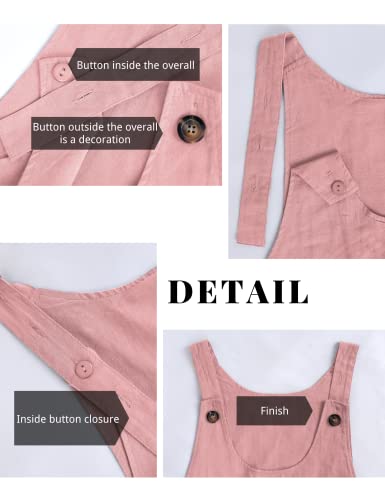 Himosyber Womens Cotton Blend Overalls Casual Floral Print Dual Pocketed Straight Leg Jumpsuit (Pink, Large) #TOP4