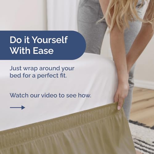 Cache-sommier plissé réglable en tissu brossé kaki de qualité
