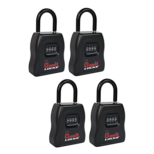 Vault Locks Large Hide A Key Outside Waterproof 4 Digit Numeric Combination Hanging Lock Box - 4-Pack