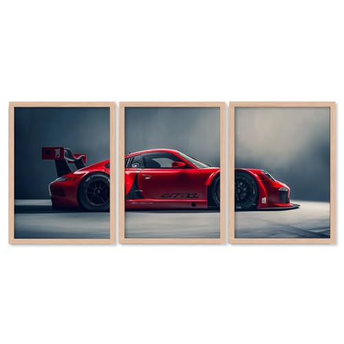 Image of TASVEE Car wall posters | set of 3 wall frames | posters for wall | Wall Decoration for Bedroom, Living Room & Office | Best Gift for Boys & Car Lovers (A10, MEDIUM 10X13, Framed)