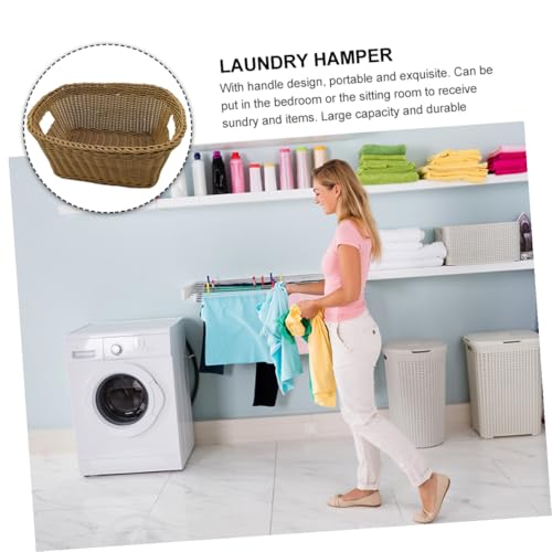 Panier à linge tressé osier Hemobllo couleur café pour rangement maison