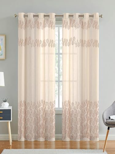 Best Curtain Sets: Festive Blackout vs Sheer 63 LINENWALAS Cotton Betel Leaf Printed Curtain, Pack Of 1 Pcs Sheer...