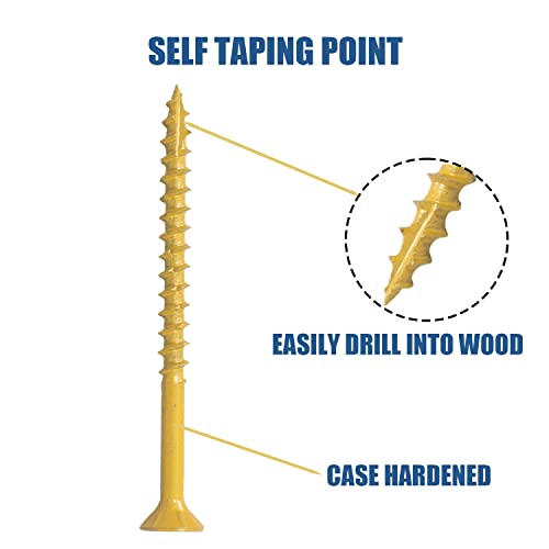Lupanter 150 Pcs (N.w 2.3Lb) Exterior Deck Screws 10#×3 Inch, Wood Screws With Yellow Ceramic Coating, Premium Outdoor Rust Resistant Self Taping Screws,T25 Drive Bit Includs. #TOP1