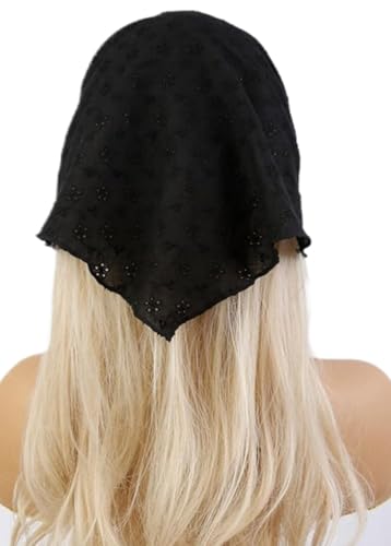 Huachi Head Scarf Headband for Womens Hair hair - Black Bandanas for Women - Lace Hair Scarf Bandana Headband - Cute Stylish Head Kerchief Summer Accessories
