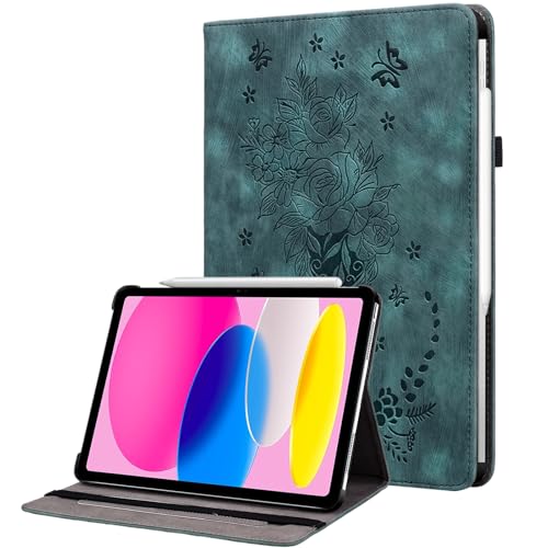 Étui pour iPad 11 génération 2025 et 10e gén 2022 en cuir synthétique vert avec rabat