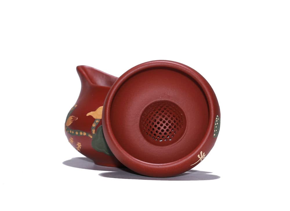 Chiński zestaw do herbaty Yixing Zisha, ceramiczny fioletowy zestaw do herbaty, czajniczek do herbaty z reliefem ryby lotosu z filiżankami do herbaty, dzbankiem do herbaty, czarką do herbaty, filtre