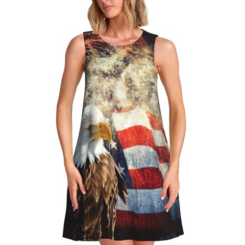 Robe d'été avec poches et imprimé aigle de feu vibrant