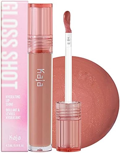 Kaja Lip Gloss - Gloss Shot | with Jojoba Oil, Tinted Shimmer, Hydrating, Non-sticky, Juicy, Nude, Plumper Looking Lips, 03 Honey Drizzle, 0.14 Fl Oz