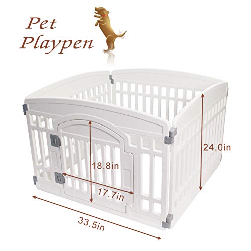 Pet Playpen With Mesh Fabric Top Cover Foldable Gate For Dogs Heavy Plastic Puppy Exercise Pen Small Pets Fence Puppies Folding Cage 4 Panels For Puppies And Small Dogs House Black (33.5X33.5 Inches) #TOP1
