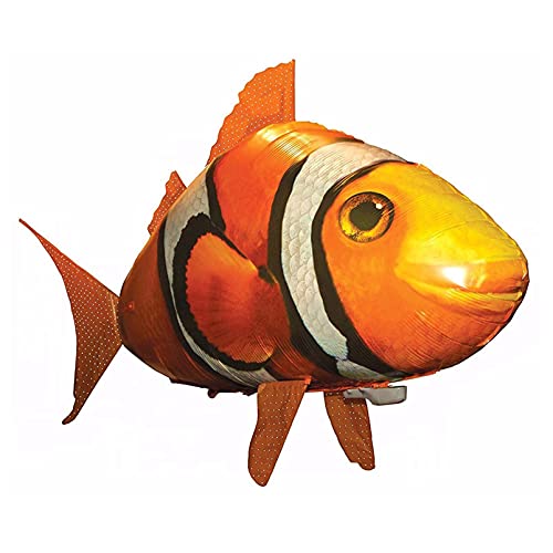 Eyicmarn Children DIY Plastic Inflatable Balloon Remote Control Shark Toy Air Flying Swimming Fish RC Animal Toy (Orange , goldfish)