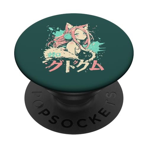 Anime Waifu Süßes Anime-Manga-Katzenmädchen, süßes Retro-Design, Japan PopSockets Klebender PopGrip